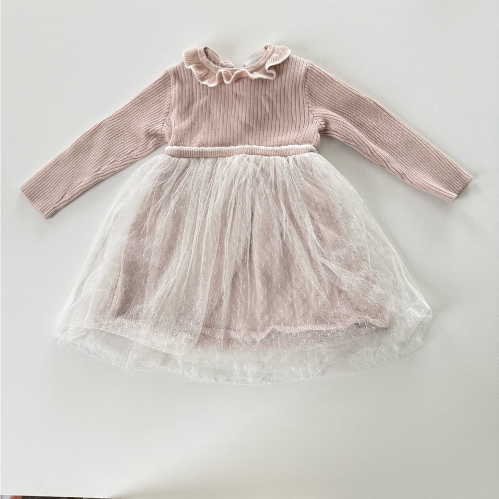 The White Company Blush and White Formal Kids Dress